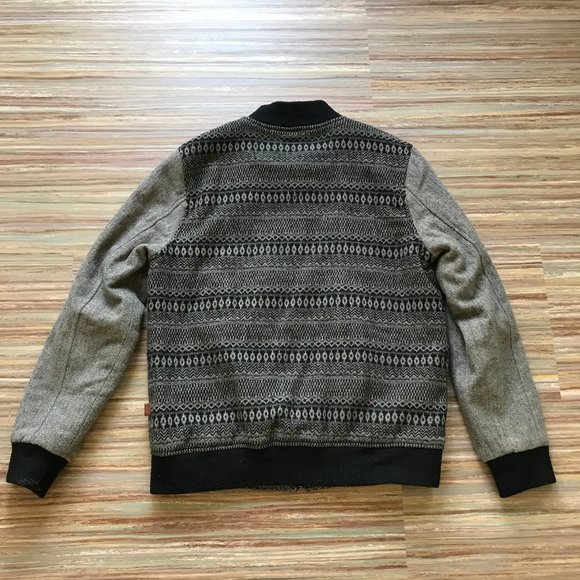 Bellfield Wool Blend Bomber Style Lined Jacket Grey Southwestern Print - Picture 10 of 10